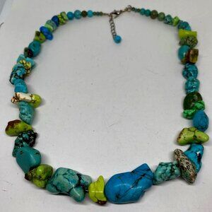 Genuine Green and Blue Chunky Turquoise stone 20" Necklace